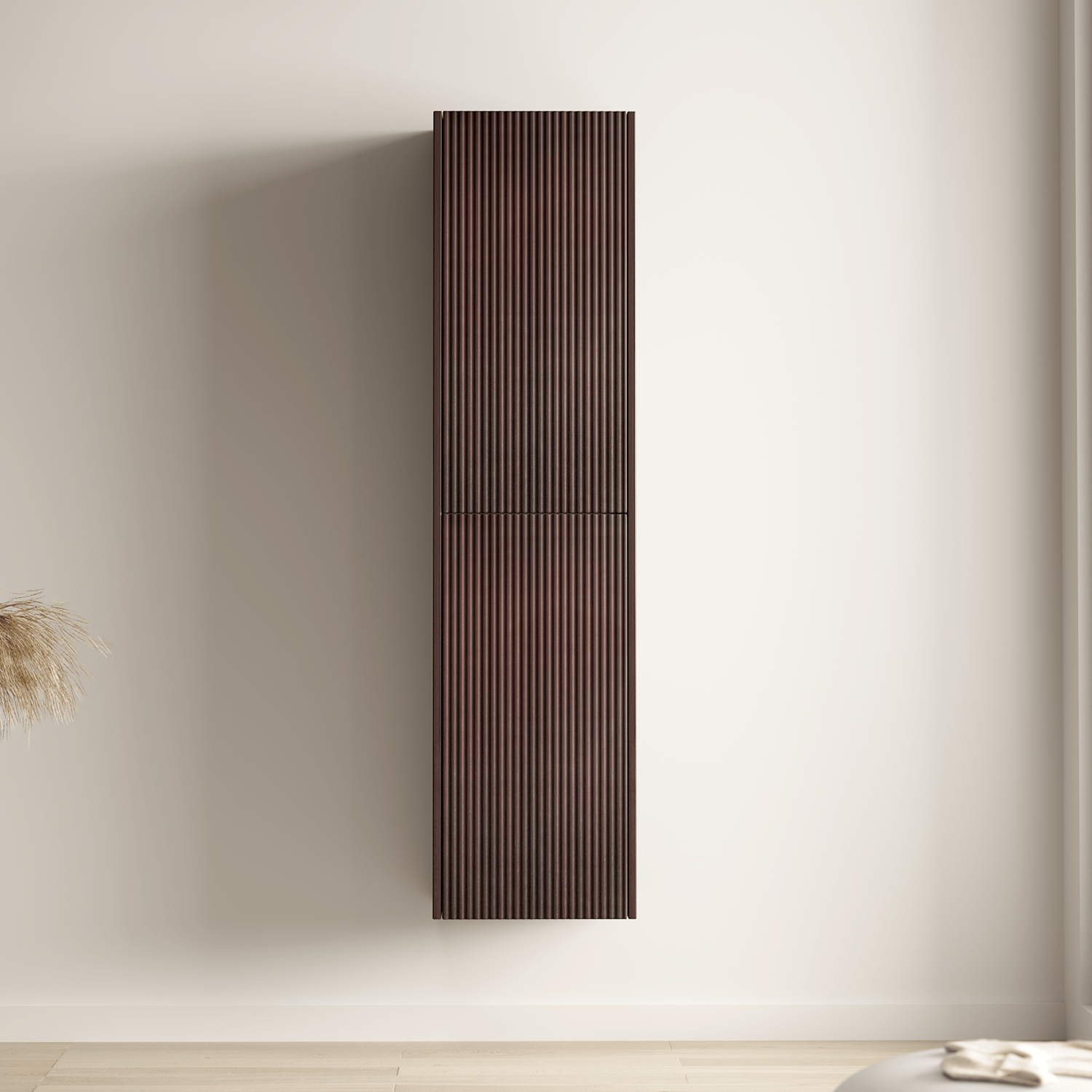 Badmeubelset TROPANI 80 cm - Walnoot - Ribbel front - Waskom Zwart - lomazoo.com