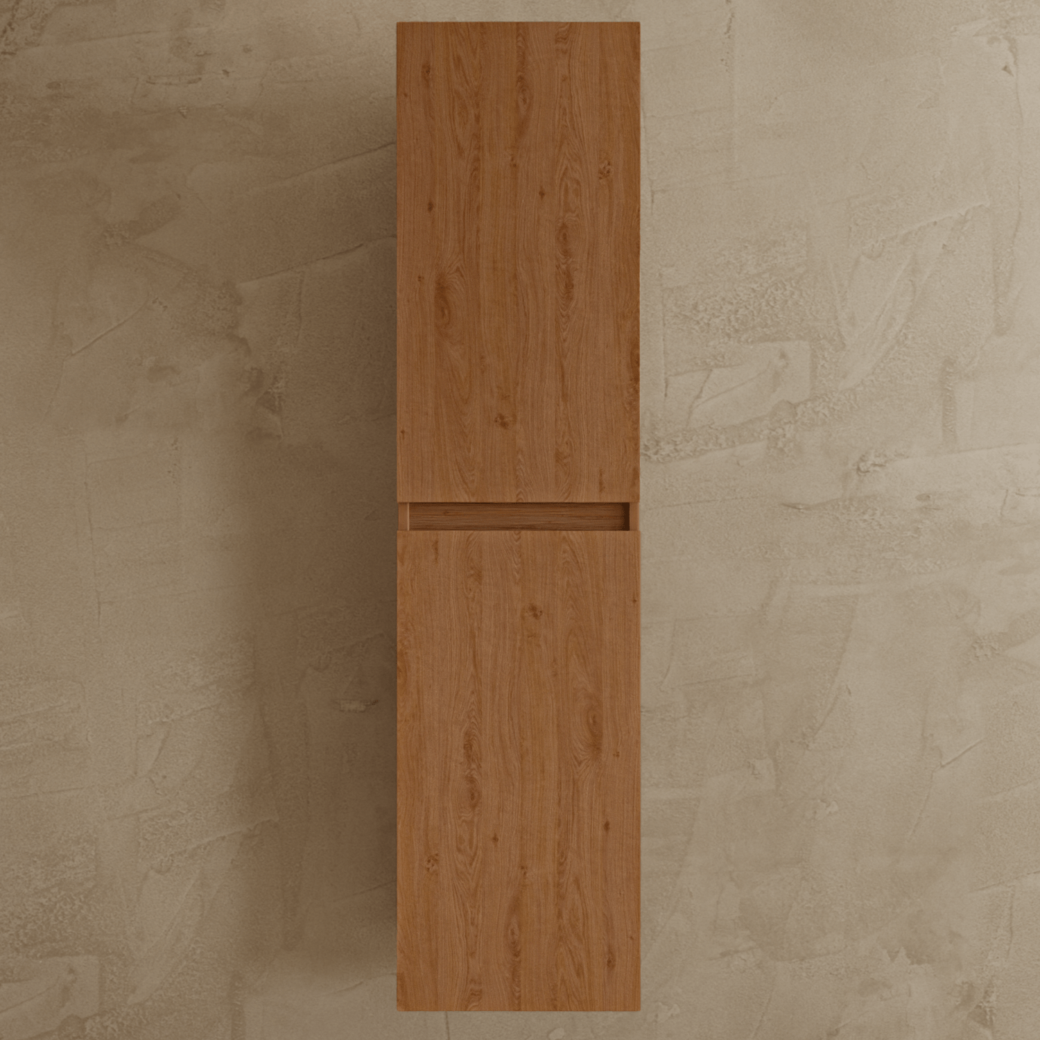 Badmeubelset VERONA 100 cm - Met Kolomkast - Warm Eiken - Wastafel Wit - lomazoo.com