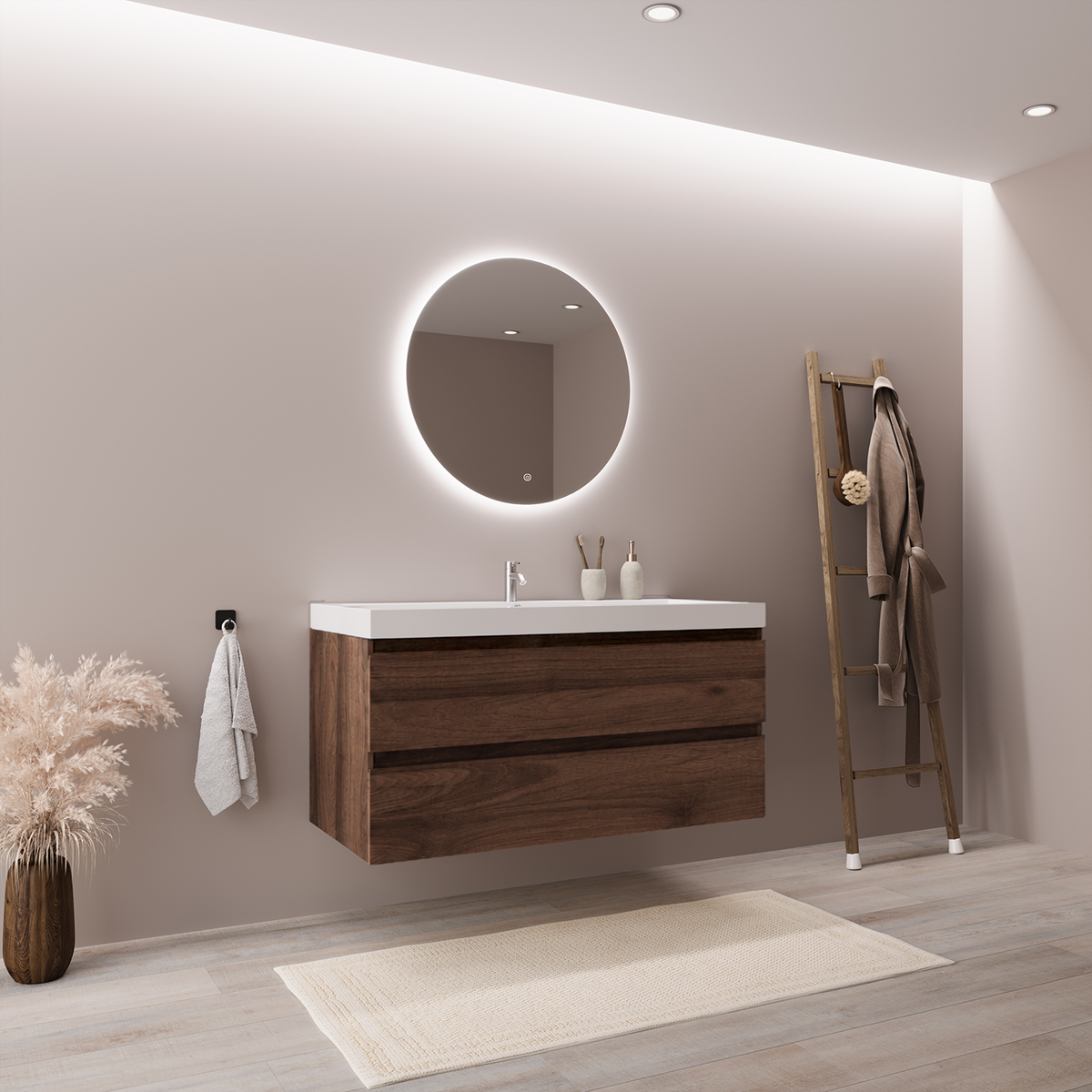MONACO Rovere Marrone - Lavabo Bianco - 100 cm