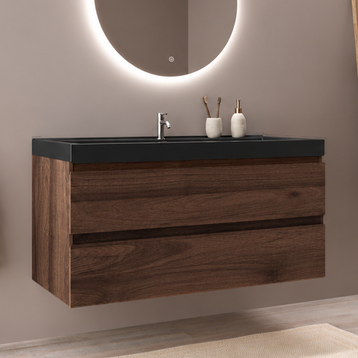 MONACO Rovere Marrone - Lavabo Nero - 100 cm