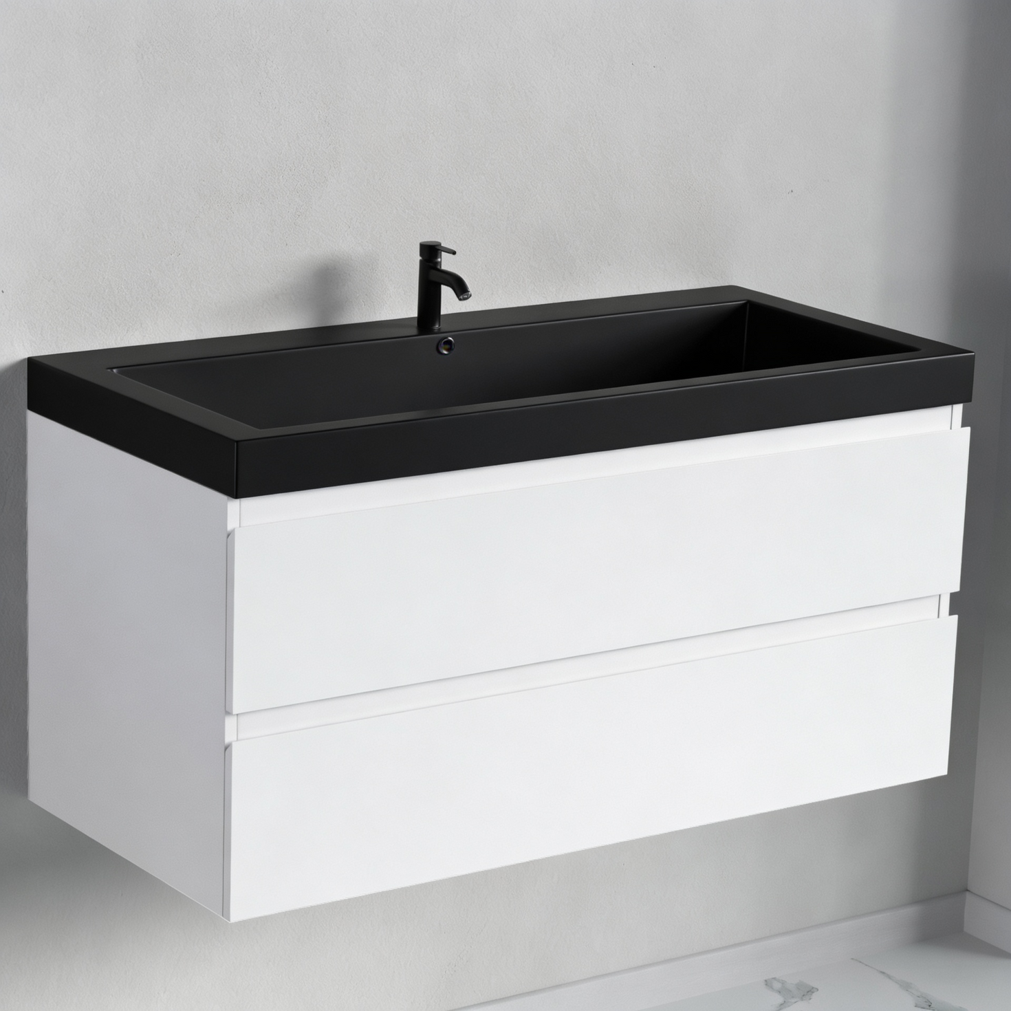 MONACO Bianco lucido - Lavabo nero - 100 cm