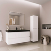 Set di mobili da bagno AVALON 100 cm - Con colonna - Bianco lucido - Lavabo nero