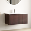 SOVINA Noce scanalato - Lavabo bianco - 80cm