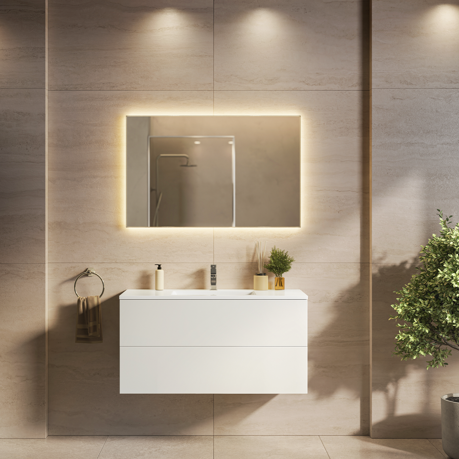 NINEO Bianco lucido - Lavabo bianco - 100 cm