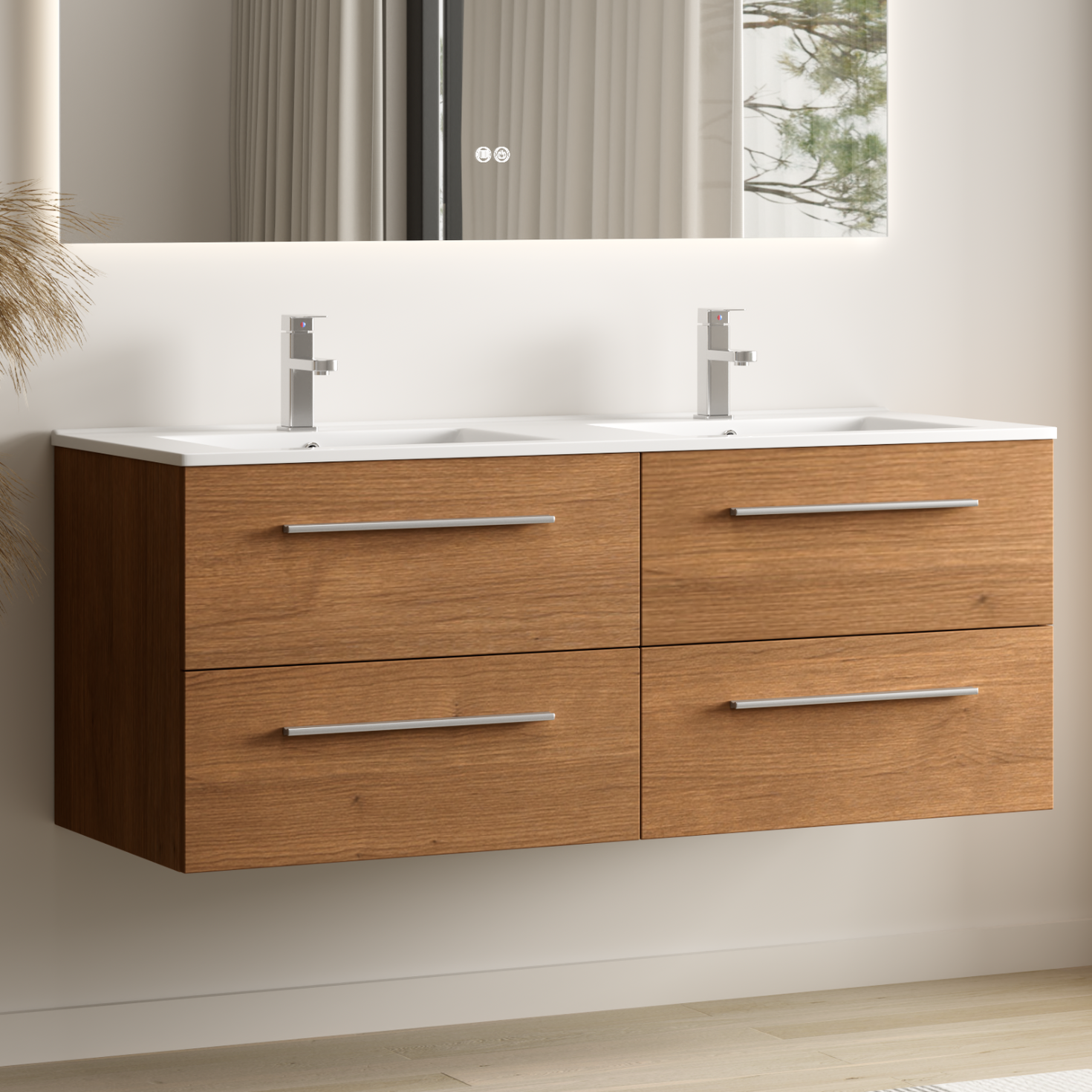 VALENO Rovere caldo - Lavabo bianco - 120 cm
