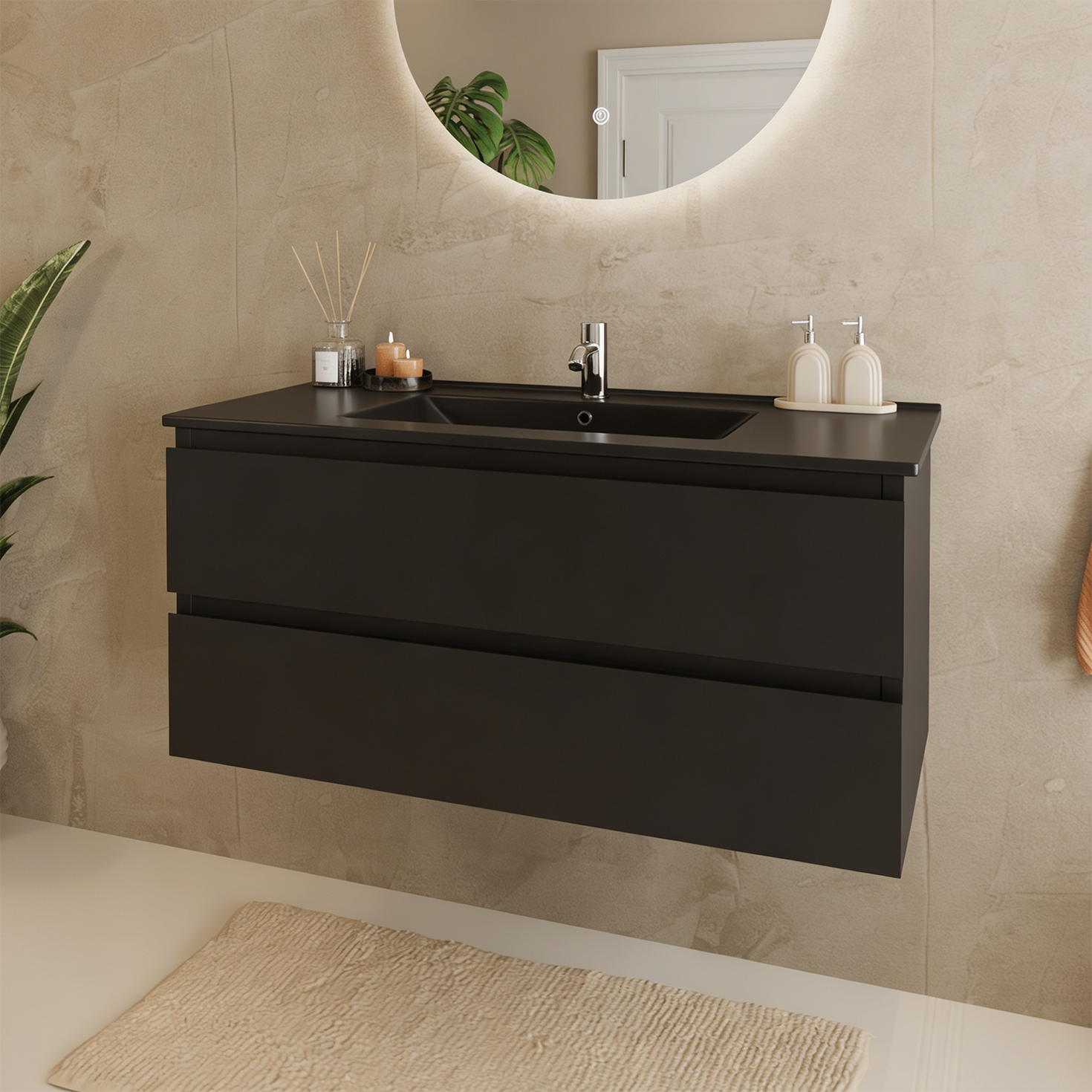MARENZA Nero opaco - Lavabo nero - 100cm