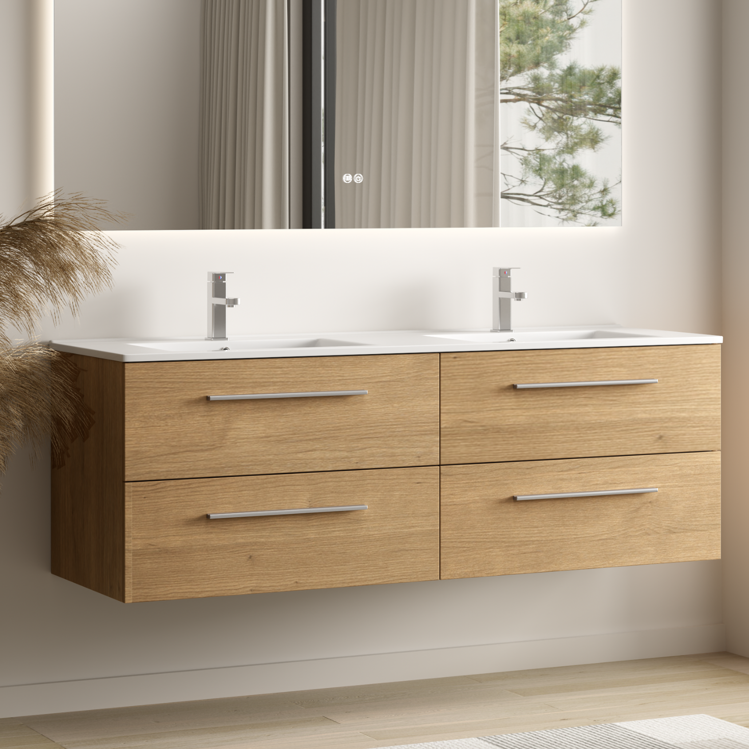 VALENO Rovere chiaro - Lavabo bianco - 140 cm