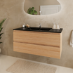 MARENZA Rovere chiaro - Lavabo nero - 100cm