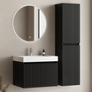 Composizione bagno ZESERO 60 cm - Con colonna - Nero opaco - Lavabo bianco
