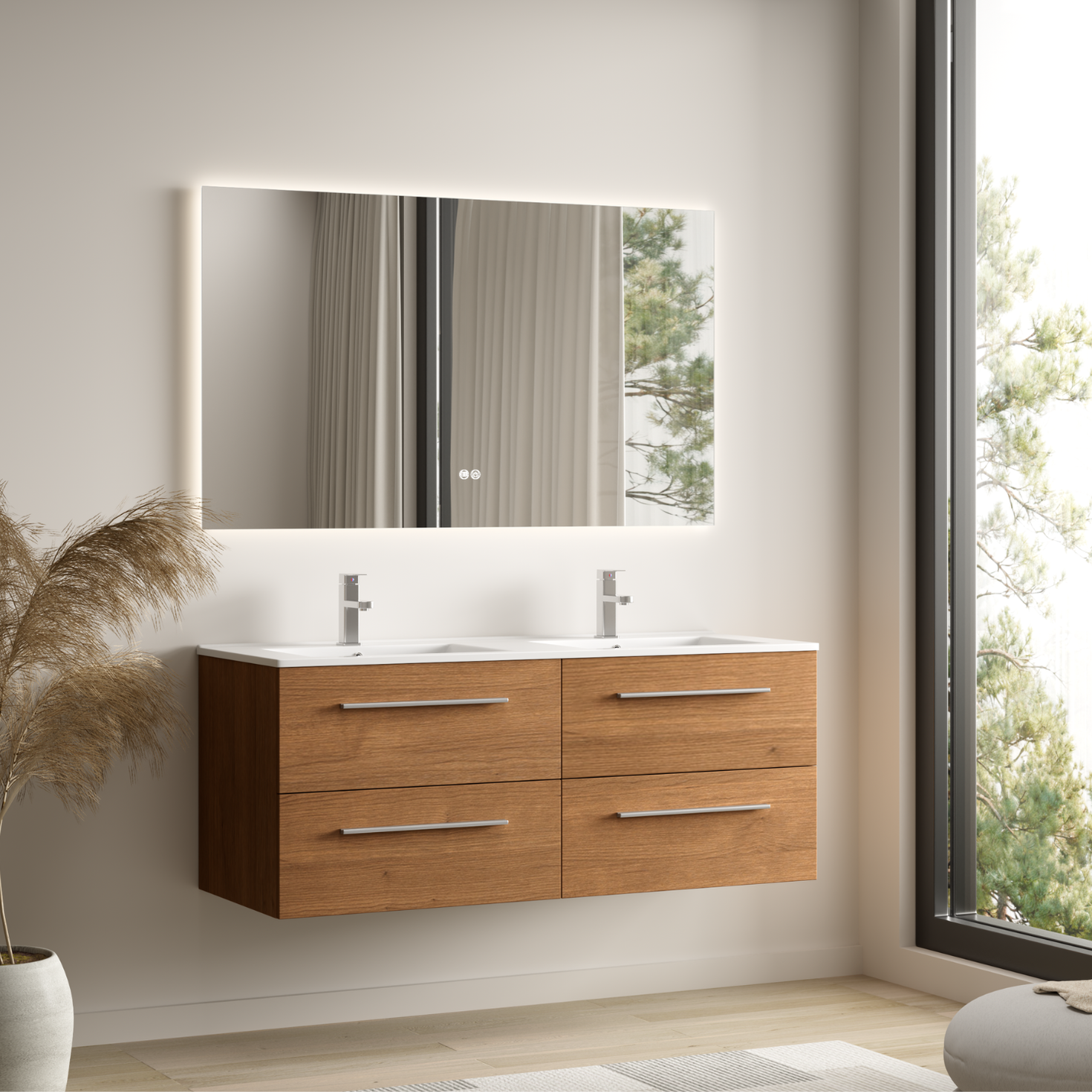 VALENO Rovere caldo - Lavabo bianco - 120 cm