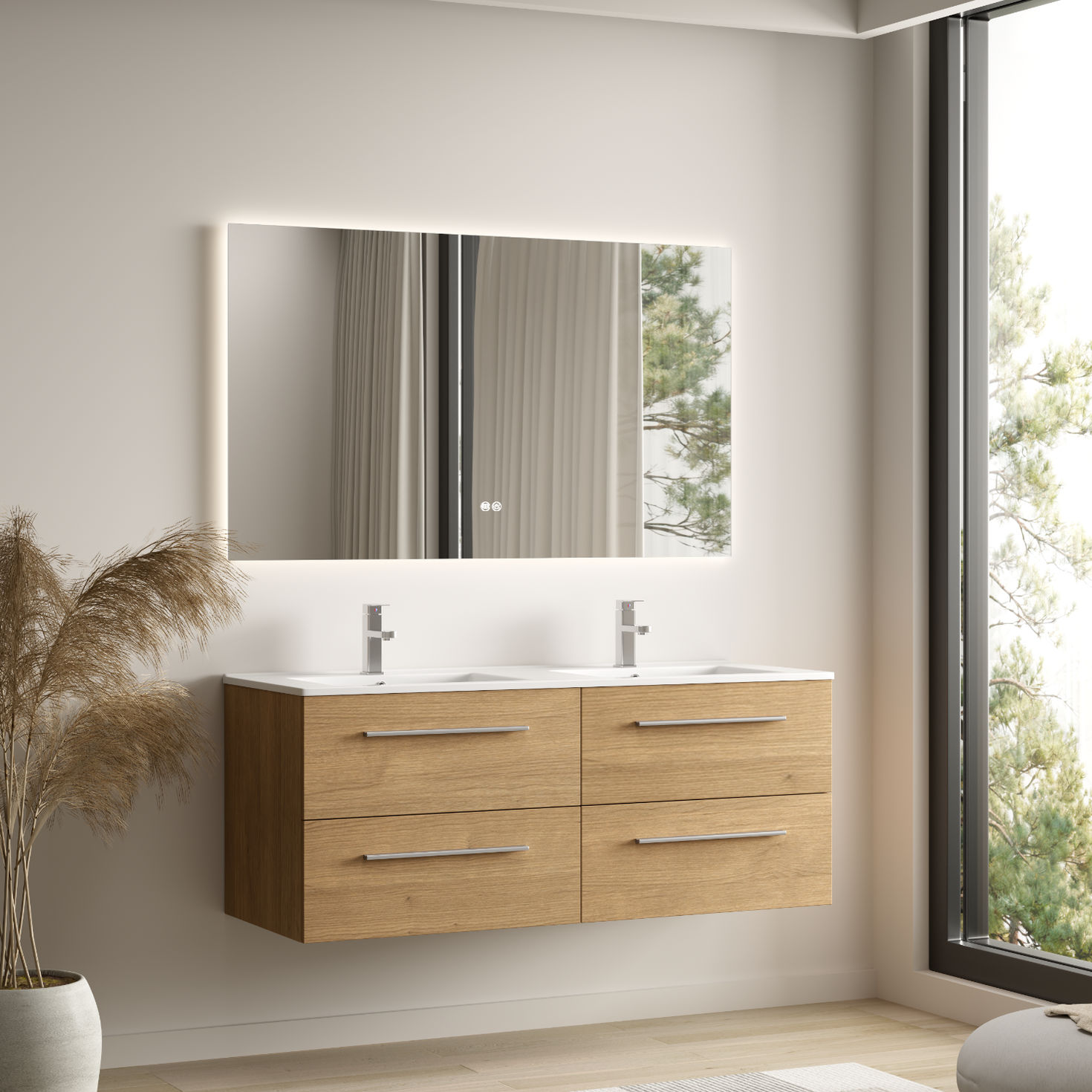 VALENO Rovere chiaro - Lavabo bianco - 120 cm
