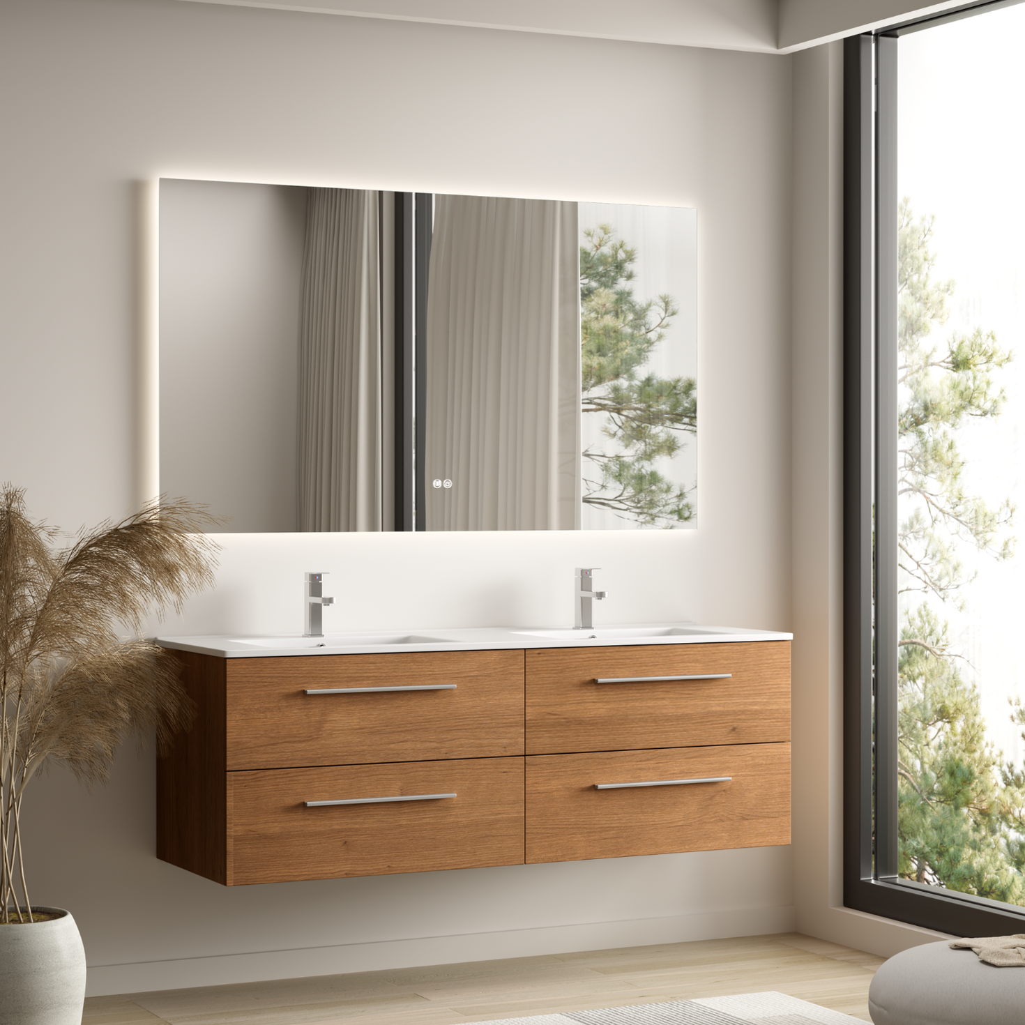 VALENO Rovere caldo - Lavabo bianco - 140 cm