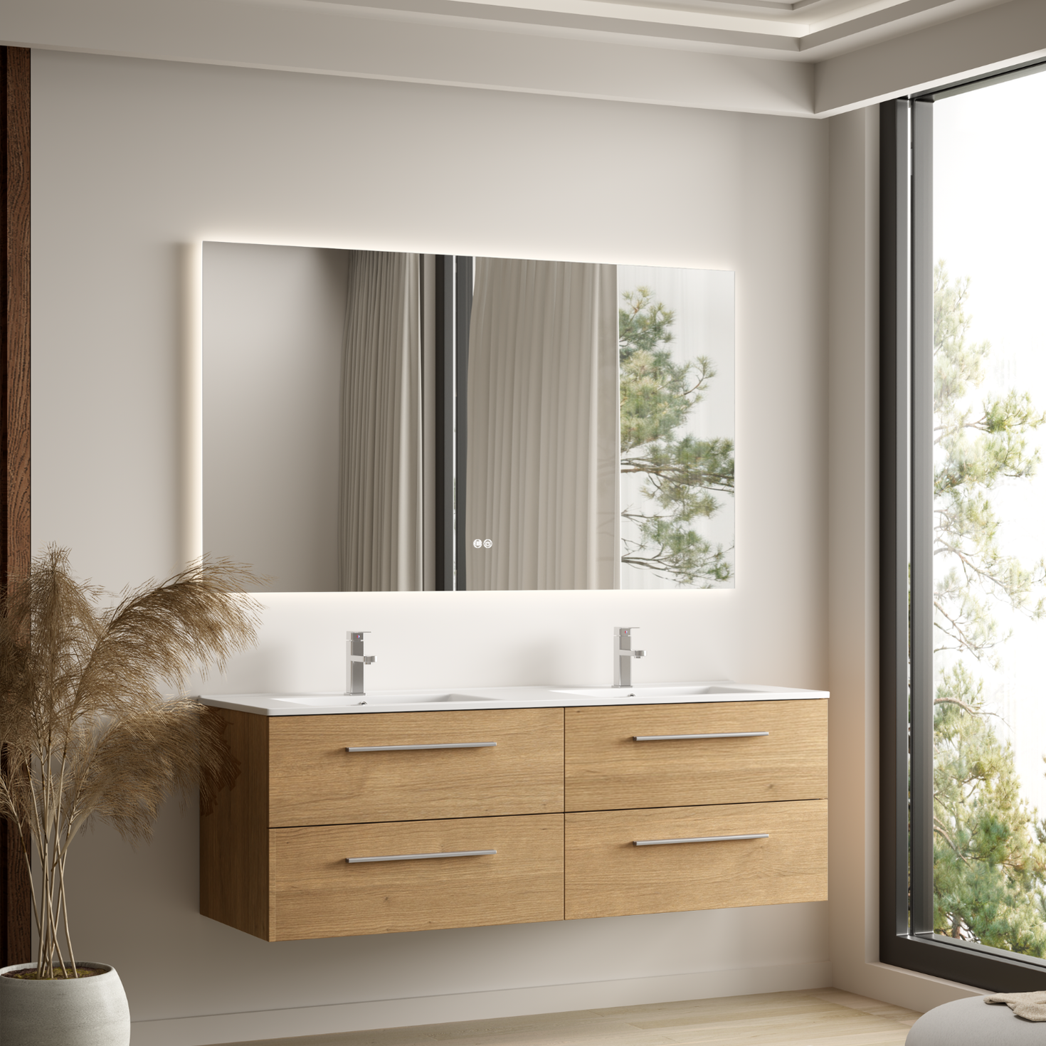 VALENO Rovere chiaro - Lavabo bianco - 140 cm
