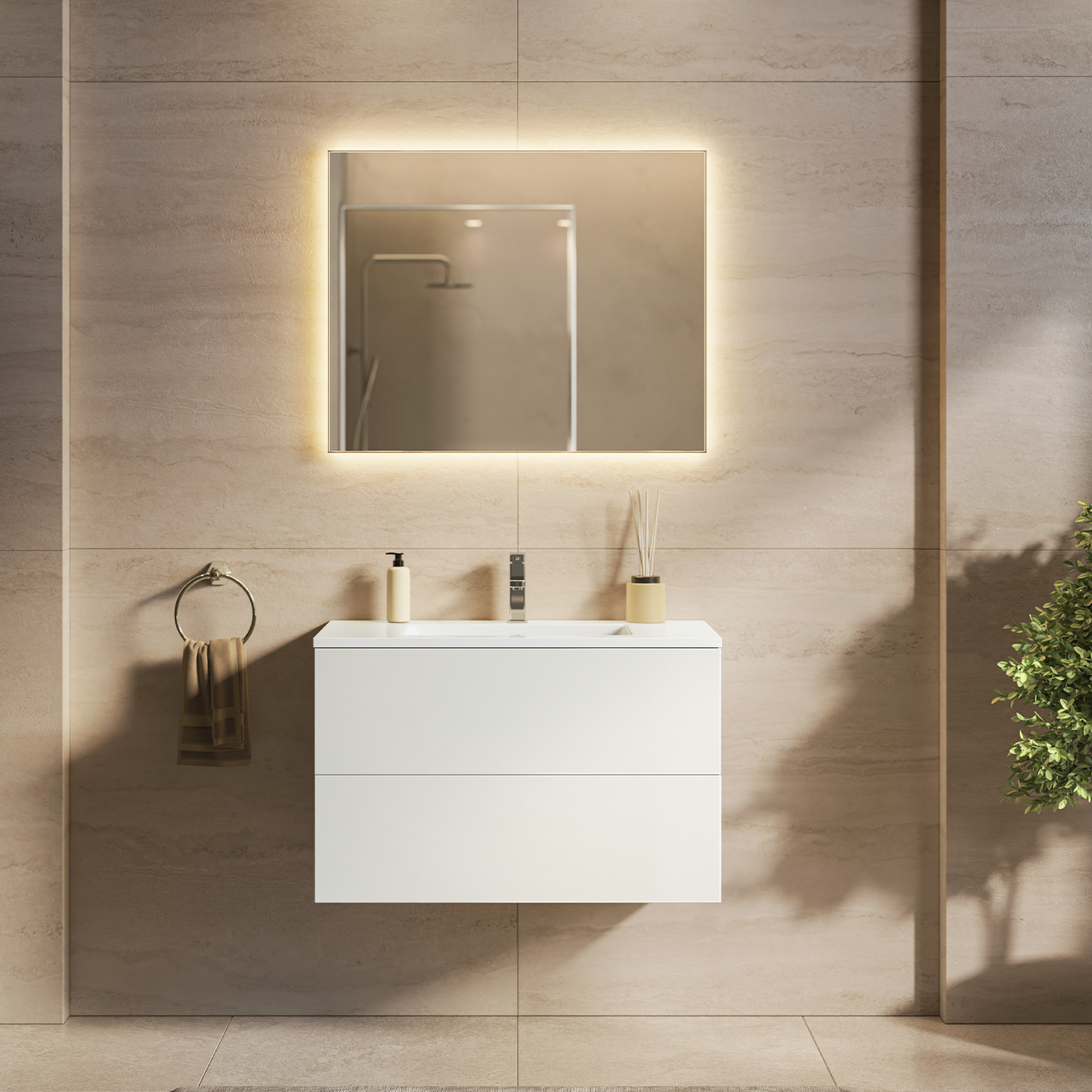NINEO Bianco lucido - Lavabo bianco - 80 cm
