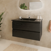MARENZA 80 cm - Rovere Nero - Lavabo Nero