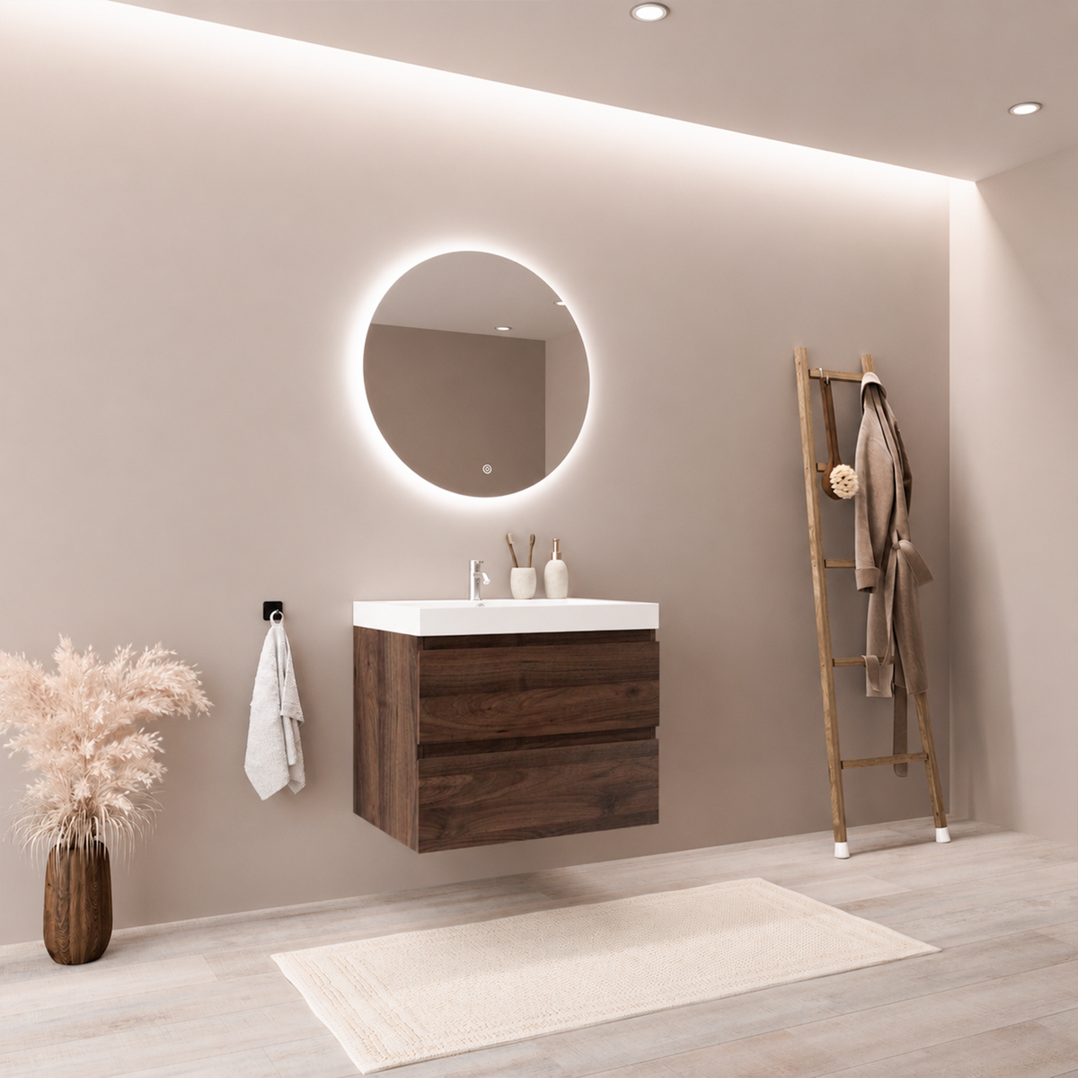 MONACO Rovere Marrone - Lavabo Bianco - 60 cm
