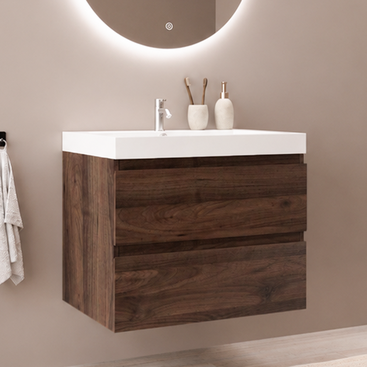 MONACO Rovere Marrone - Lavabo Bianco - 60 cm