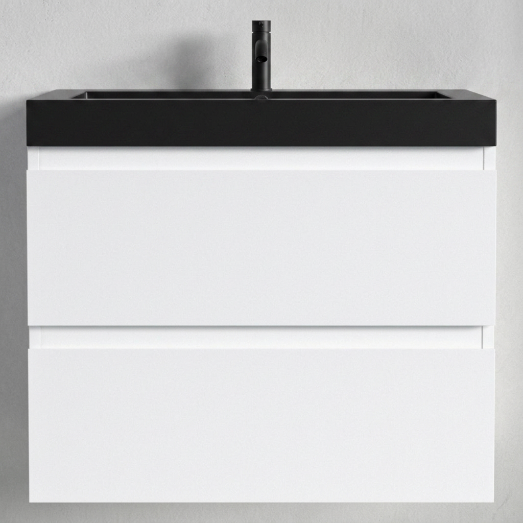MONACO Bianco lucido - Lavabo nero - 60 cm