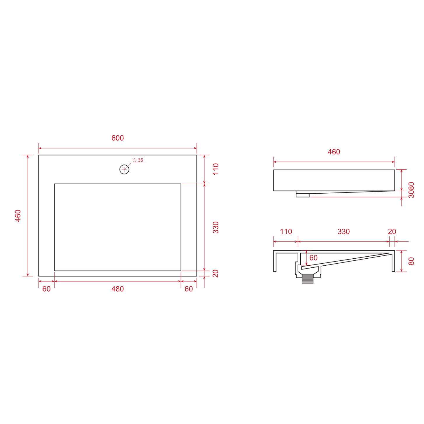 ZARIVO Warm Eiken - Wastafel Wit - 60cm - lomazoo.com