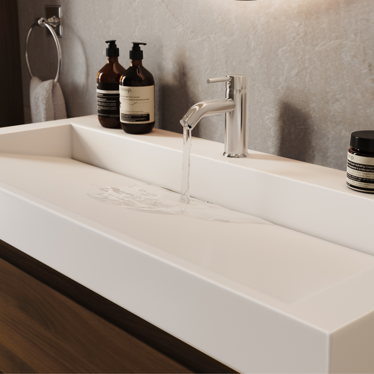 Set di Mobili da Bagno AZURO Rovere Marrone - Lavabo Bianco - Con Colonna - 100 cm
