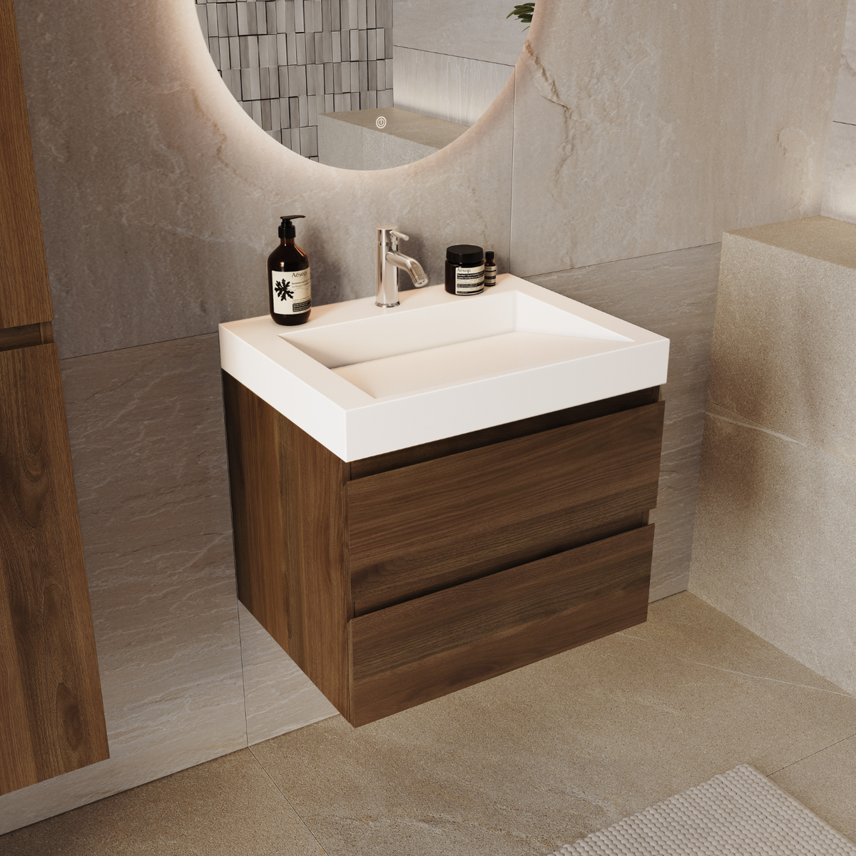 ZARIVO Rovere Marrone - Lavabo Bianco - 60 cm