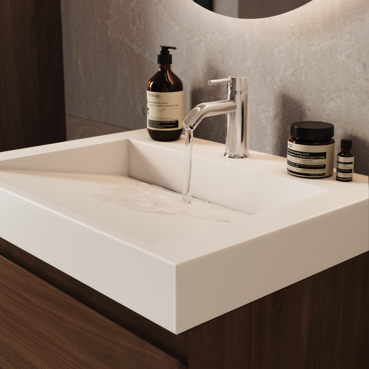 Set di Mobili da Bagno AZURO Rovere Marrone - Lavabo Bianco - Con Colonna - 60 cm