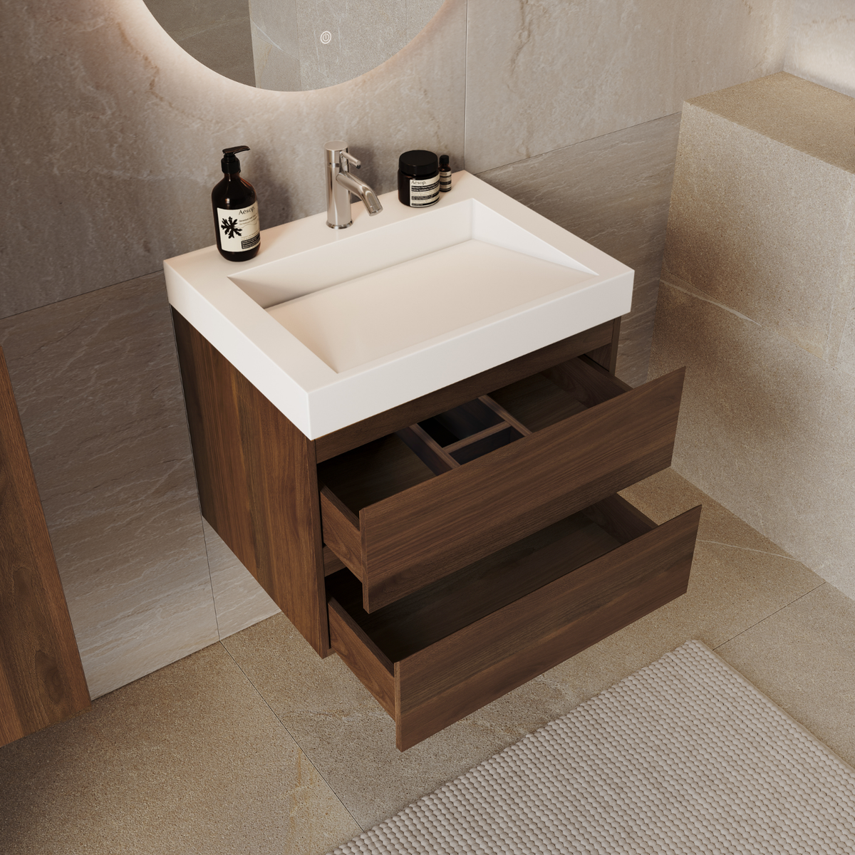 ZARIVO Rovere Marrone - Lavabo Bianco - 60 cm
