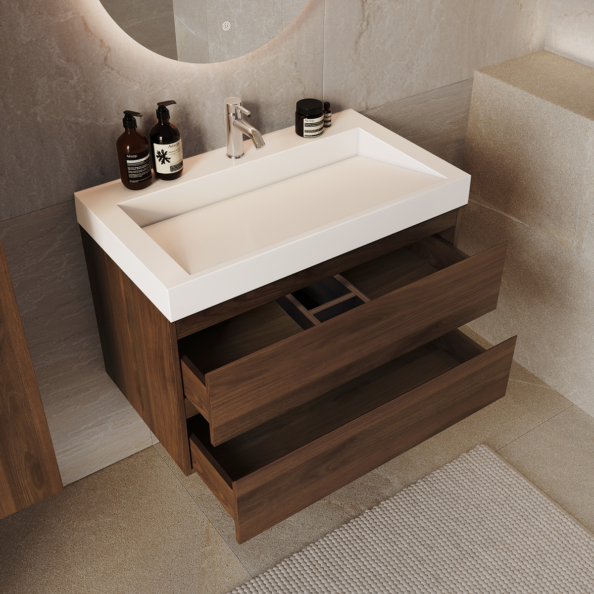 ZARIVO Rovere Marrone - Lavabo Bianco - 80 cm