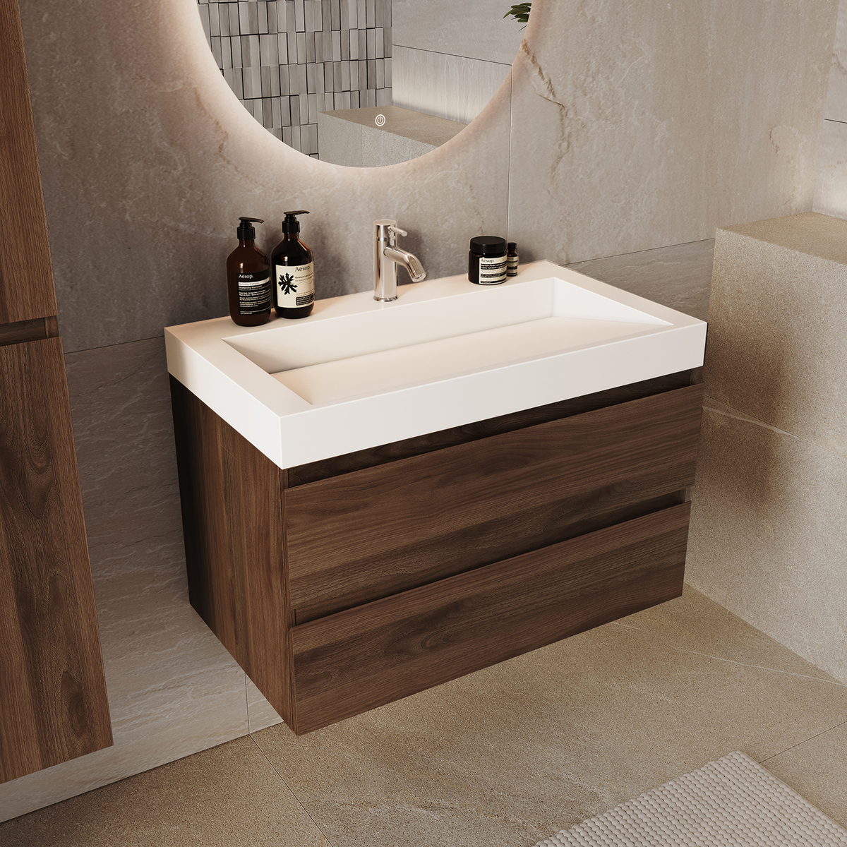 ZARIVO Rovere Marrone - Lavabo Bianco - 80 cm