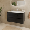 MARENZA 80 cm - Rovere Nero - Lavabo Bianco