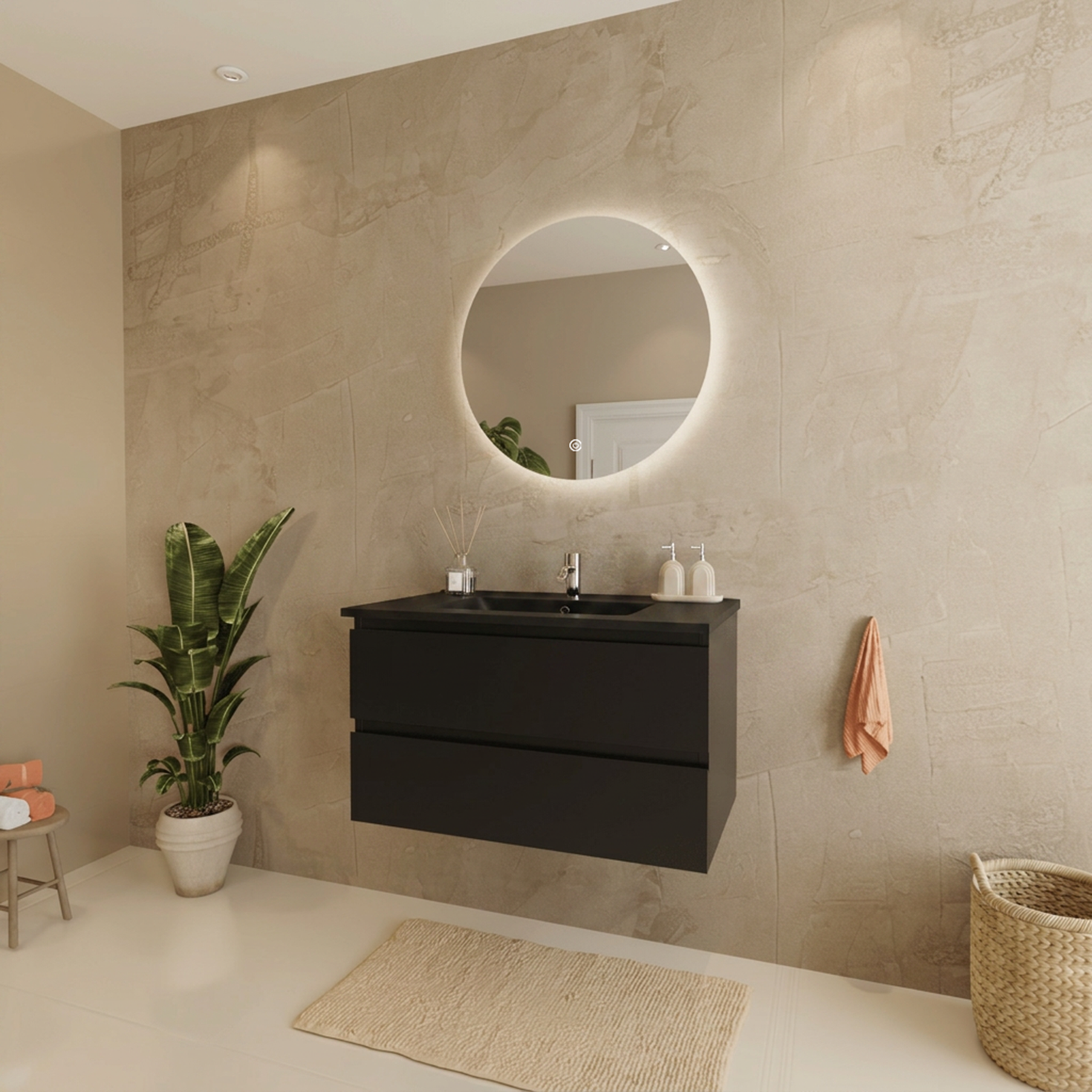 MARENZA Nero opaco - Lavabo nero - 80cm