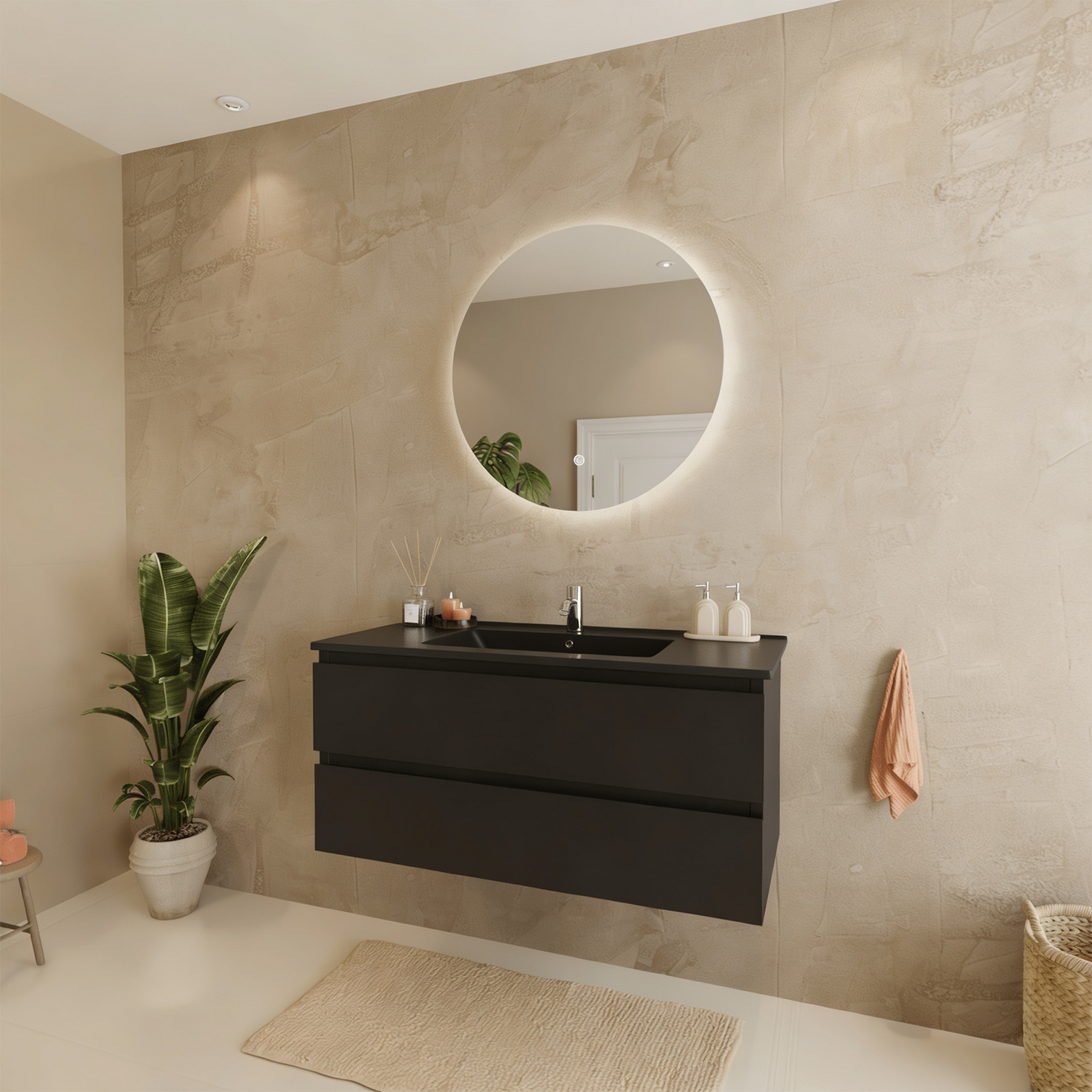 MARENZA Nero opaco - Lavabo nero - 100cm