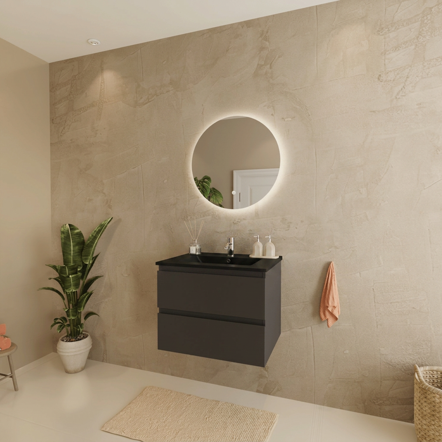 MARENZA Nero opaco - Lavabo nero - 60cm