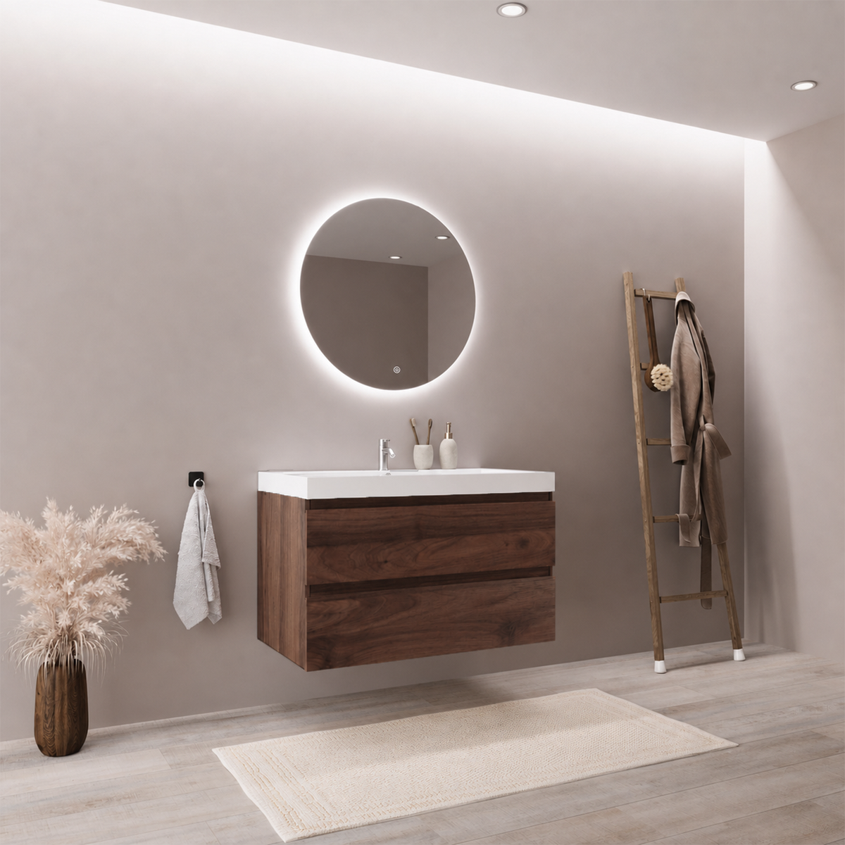MONACO Rovere Marrone - Lavabo Bianco - 80 cm