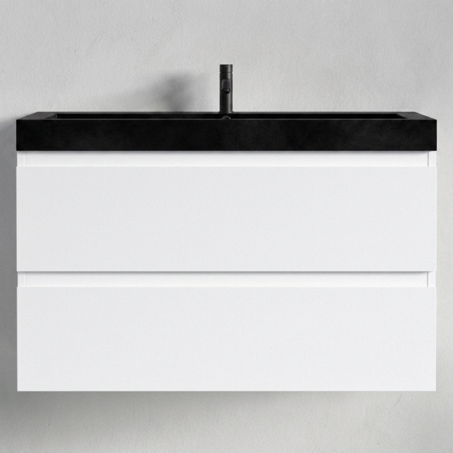 MONACO Bianco lucido - Lavabo nero - 80 cm