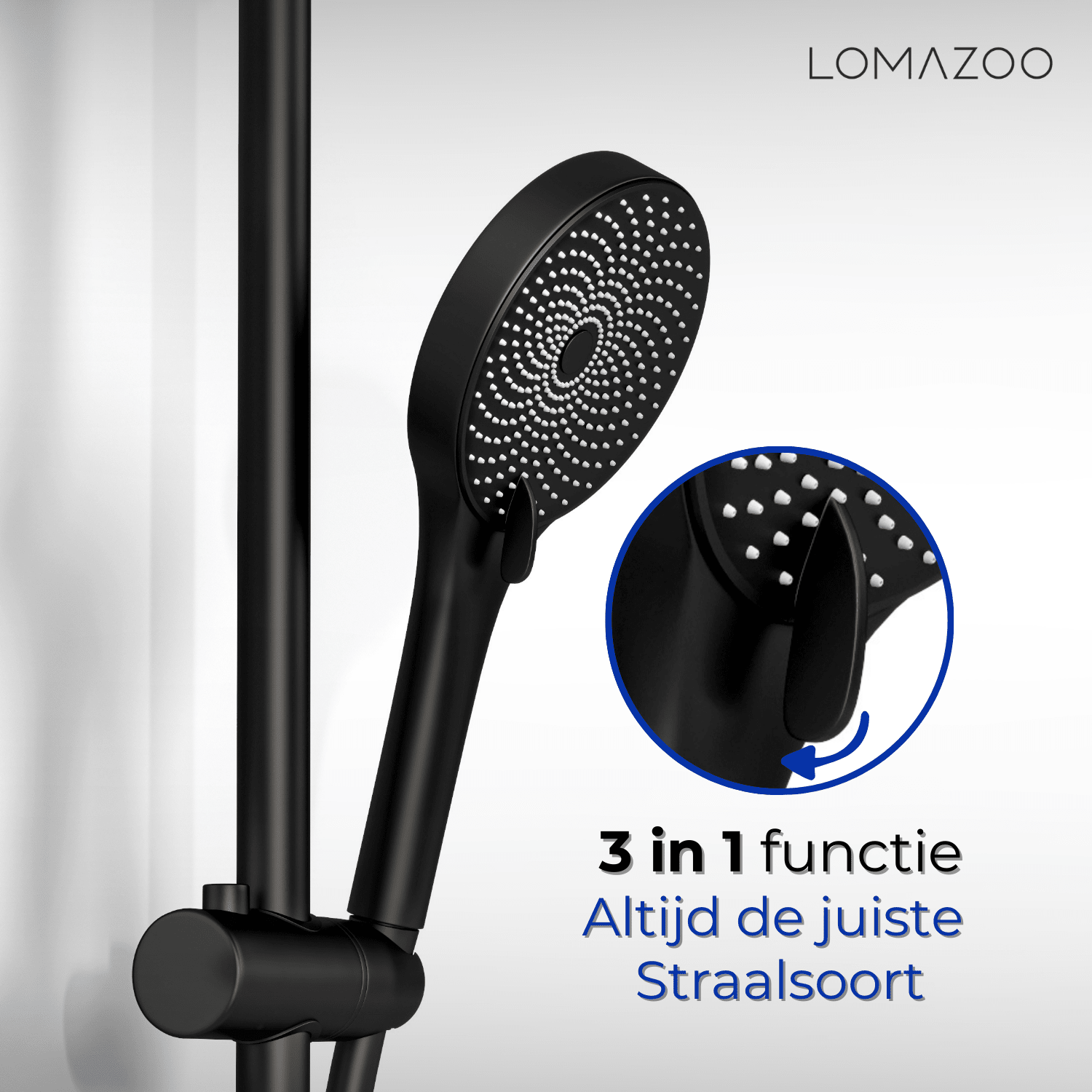Handdouche Met Glijstang Zwart - lomazoo.com