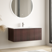 SOVINA Noce scanalato - Lavabo bianco - 100cm