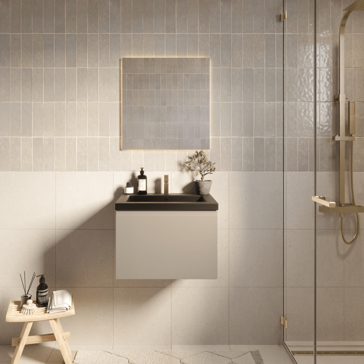 MODENA Greige - Wastafel Zwart - 60cm - lomazoo.com