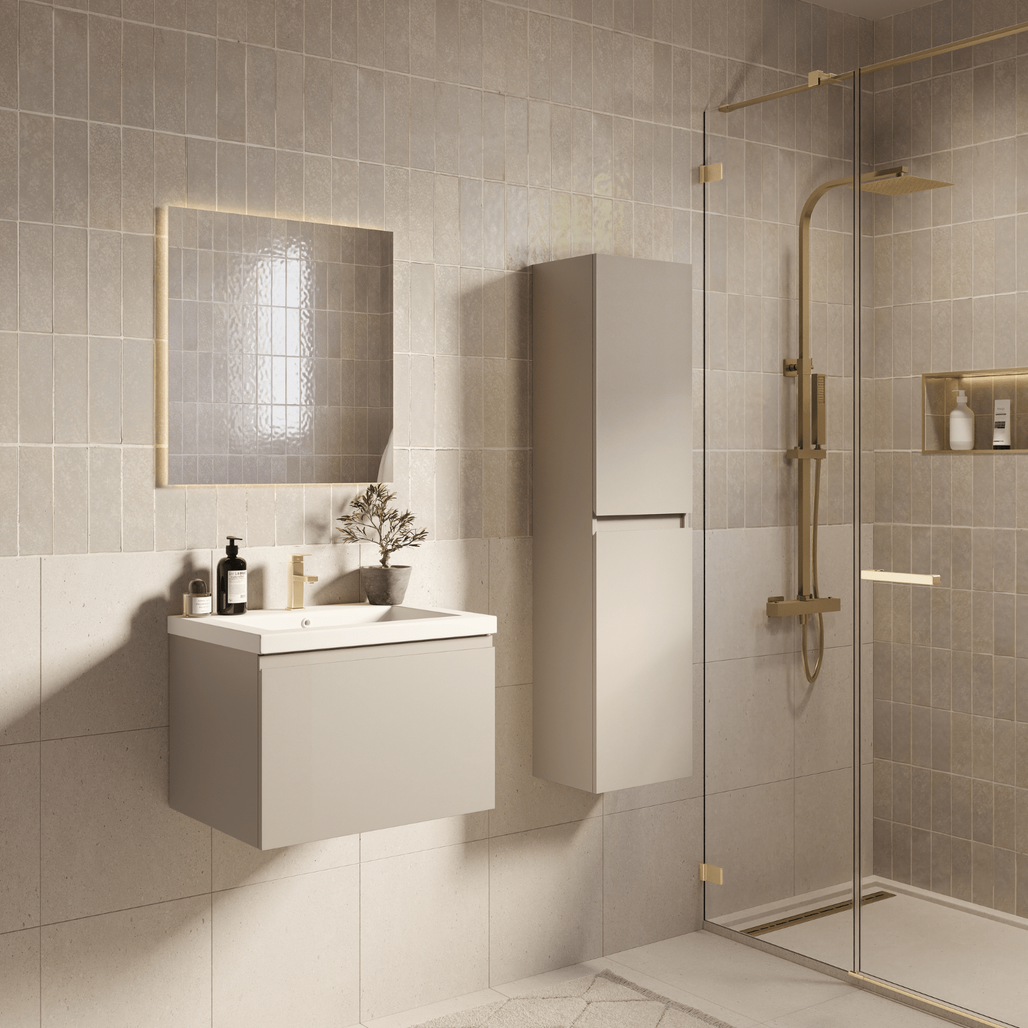 MODENA Greige - Wastafel Wit - 60cm - lomazoo.com