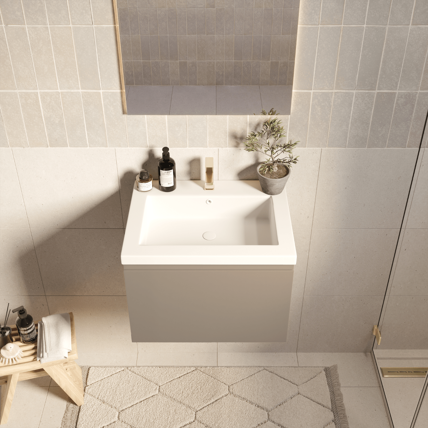MODENA Greige - Wastafel Wit - 60cm - lomazoo.com