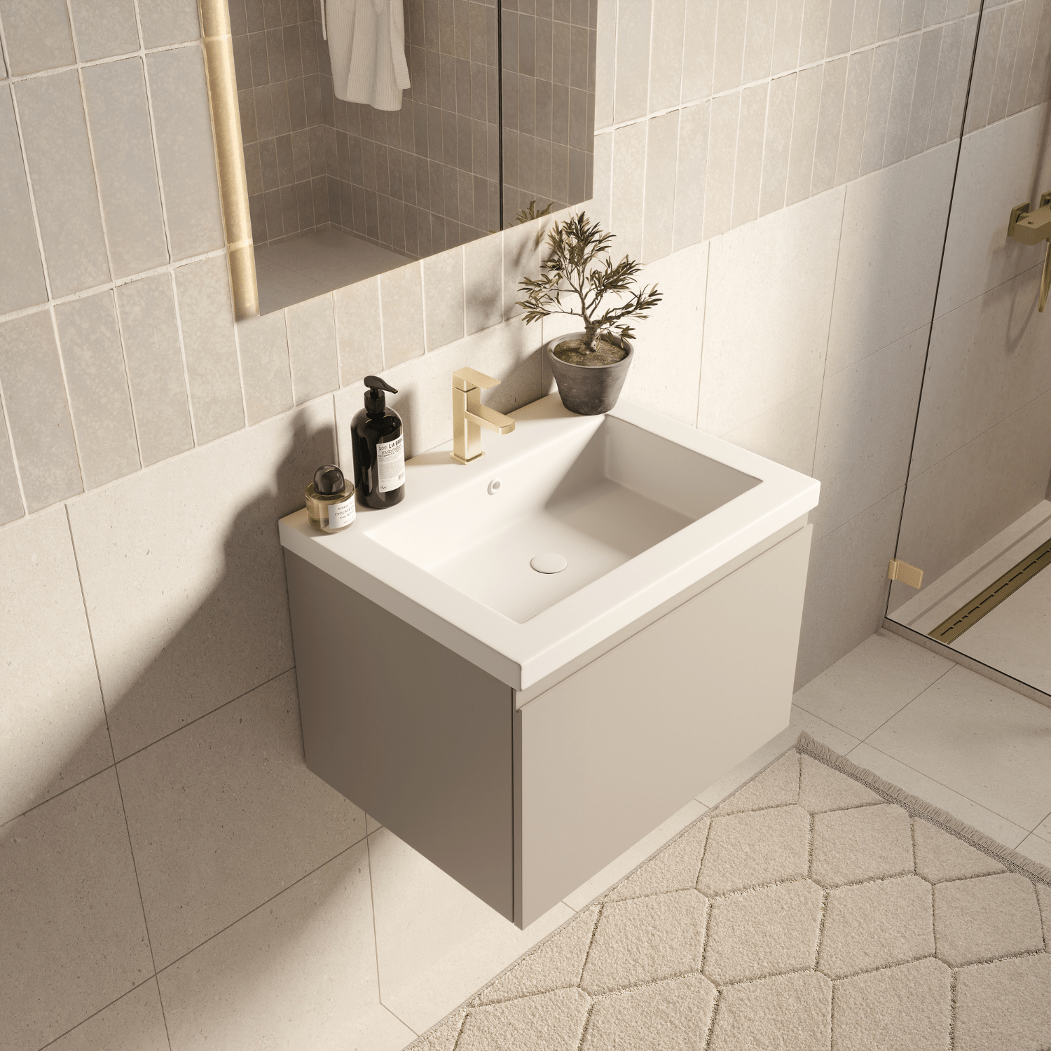 MODENA Greige - Wastafel Wit - 60cm - lomazoo.com