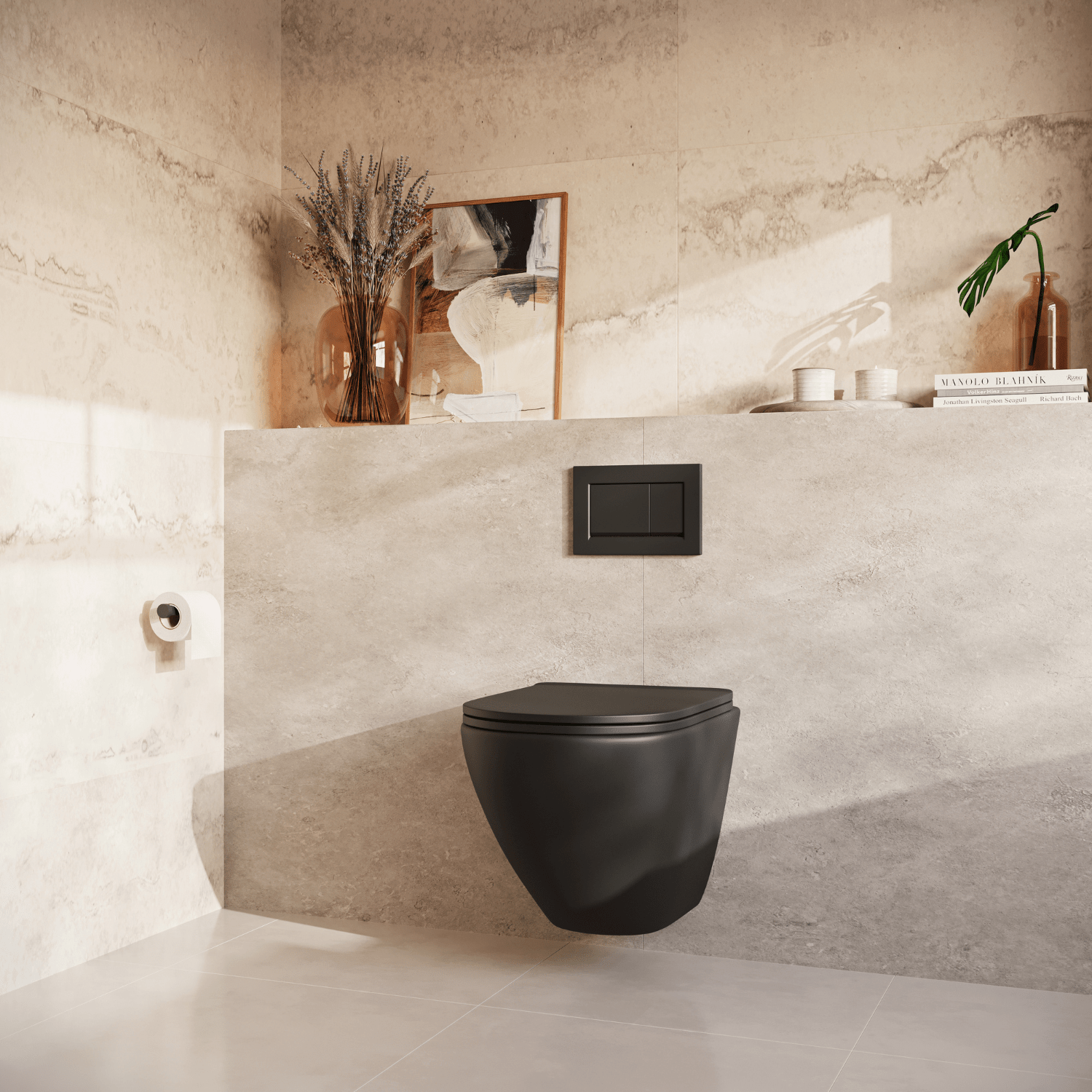 LINEA Hangend Toilet - Zwart - Rond - lomazoo.com