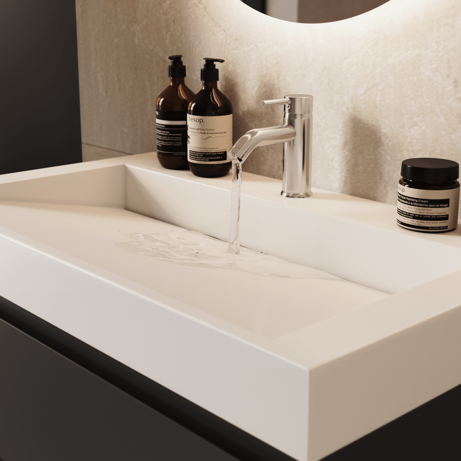 AZURO Mat Zwart - Wastafel Wit - Met Kolomkast - 100cm - lomazoo.com