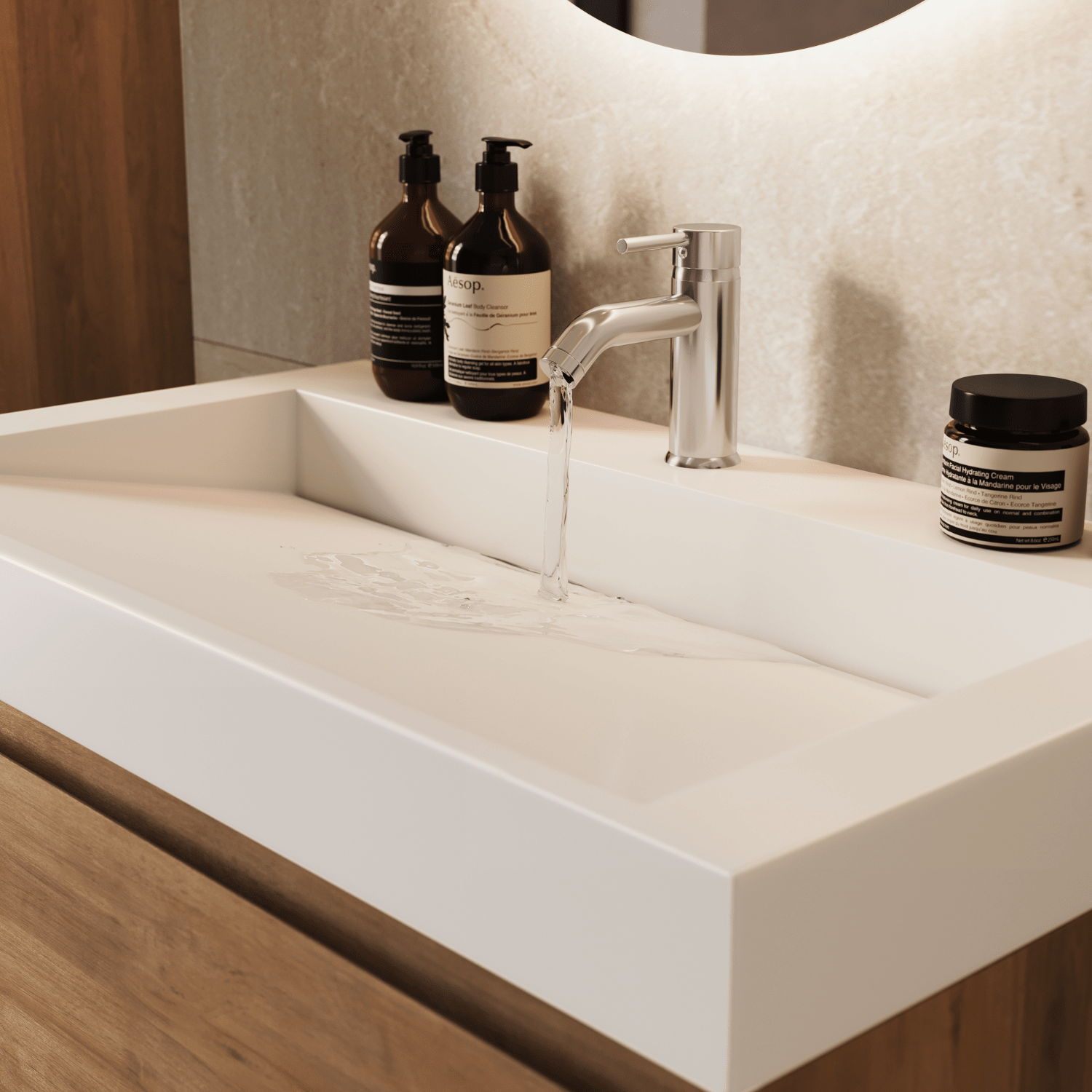 ZARIVO Warm Eiken - Wastafel Wit - 80cm - lomazoo.com