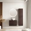 Badmeubelset TROPANI 60 cm - Walnoot - Ribbel front - Waskom Wit - lomazoo.com