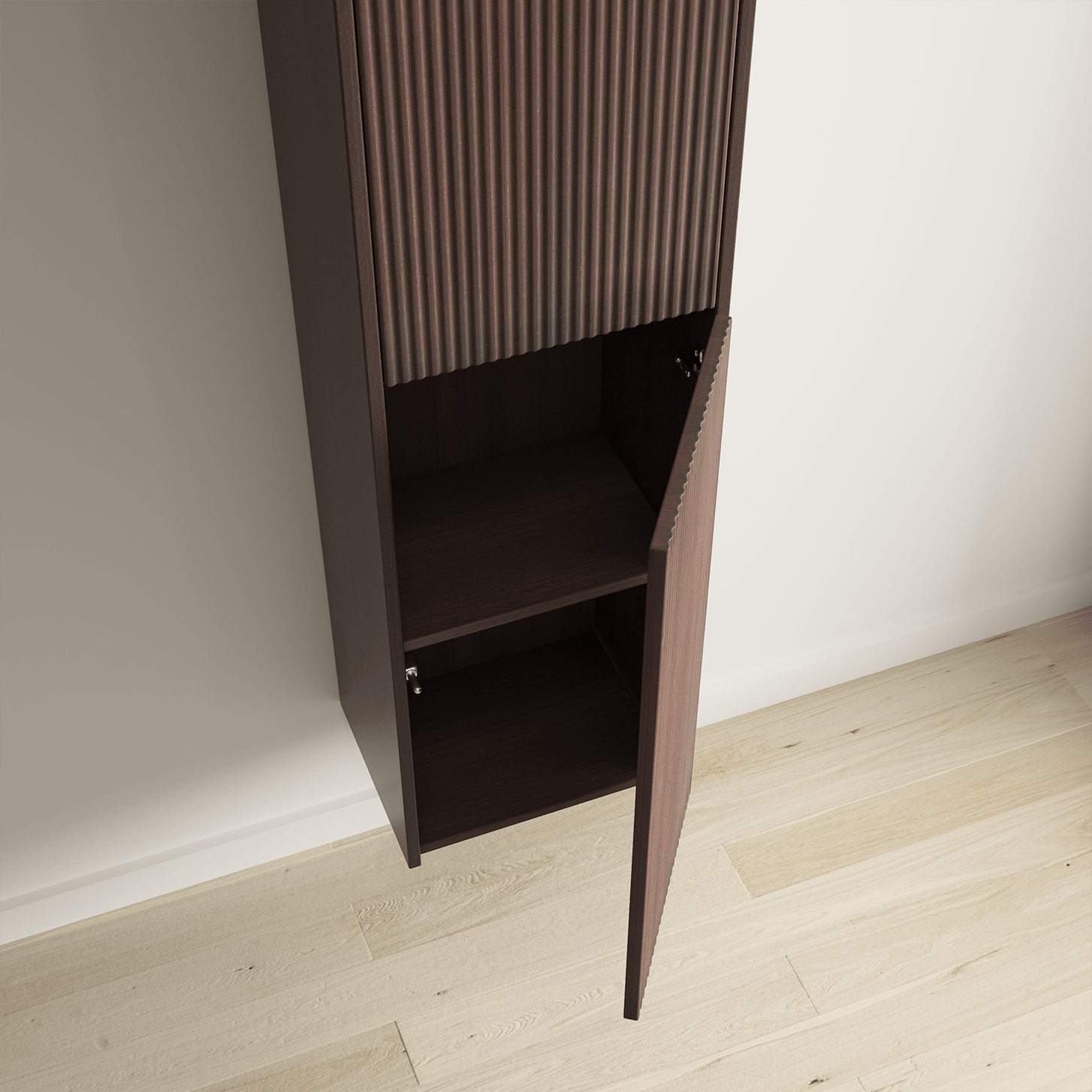 Badmeubelset TROPANI 80 cm - Walnoot - Ribbel front - Waskom Zwart - lomazoo.com
