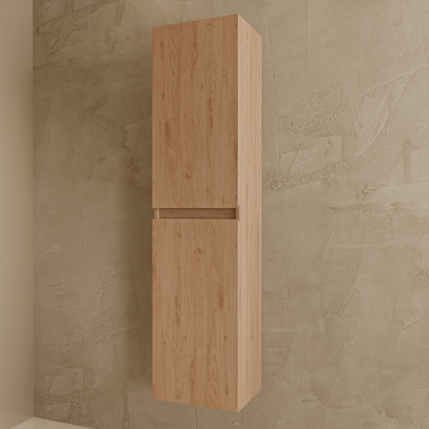 Badmeubelset VERONA 100 cm - Met Kolomkast - Licht Eiken - Wastafel Wit - lomazoo.com