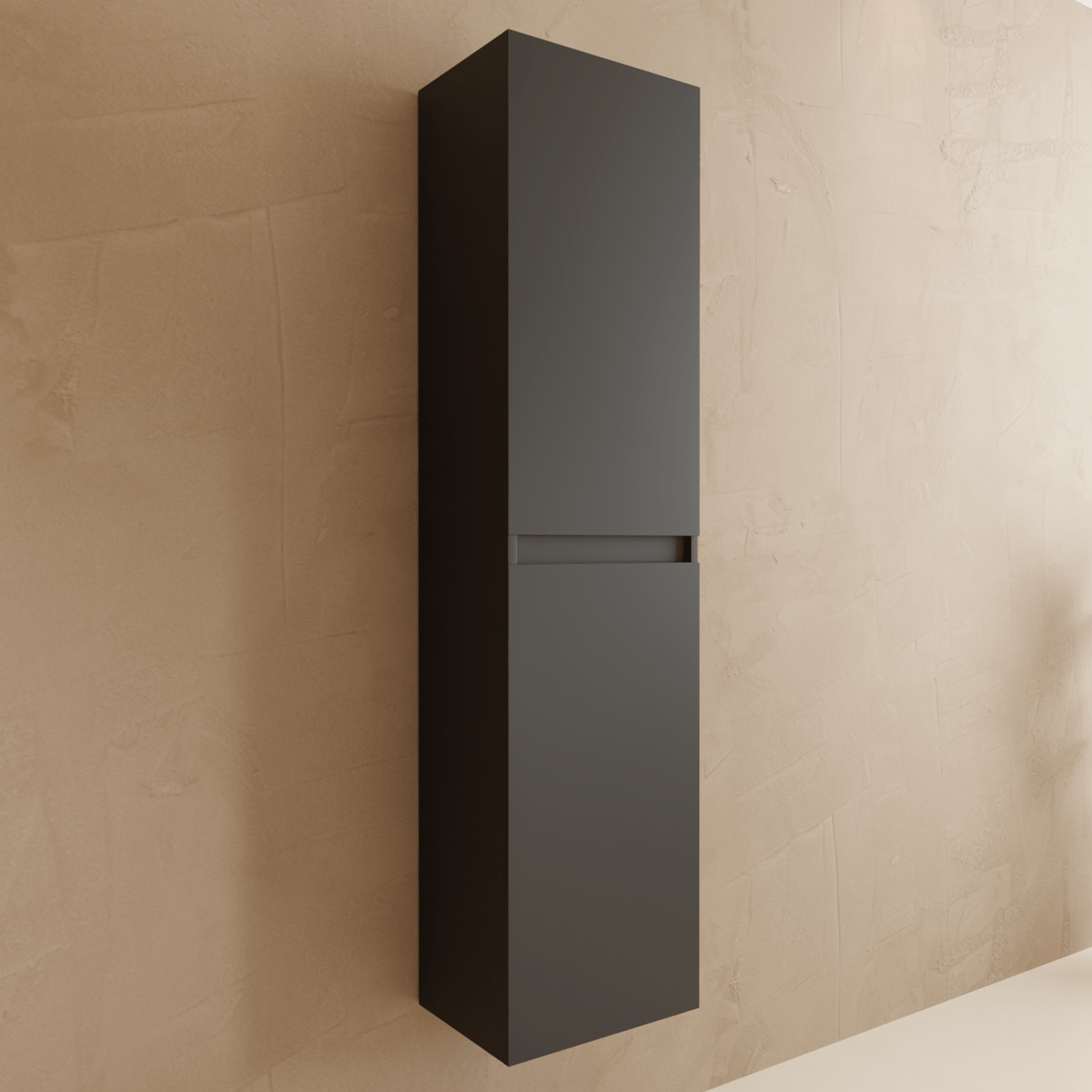 Badmeubelset VERONA 100 cm - Met Kolomkast - Mat Zwart - Wastafel Wit - lomazoo.com