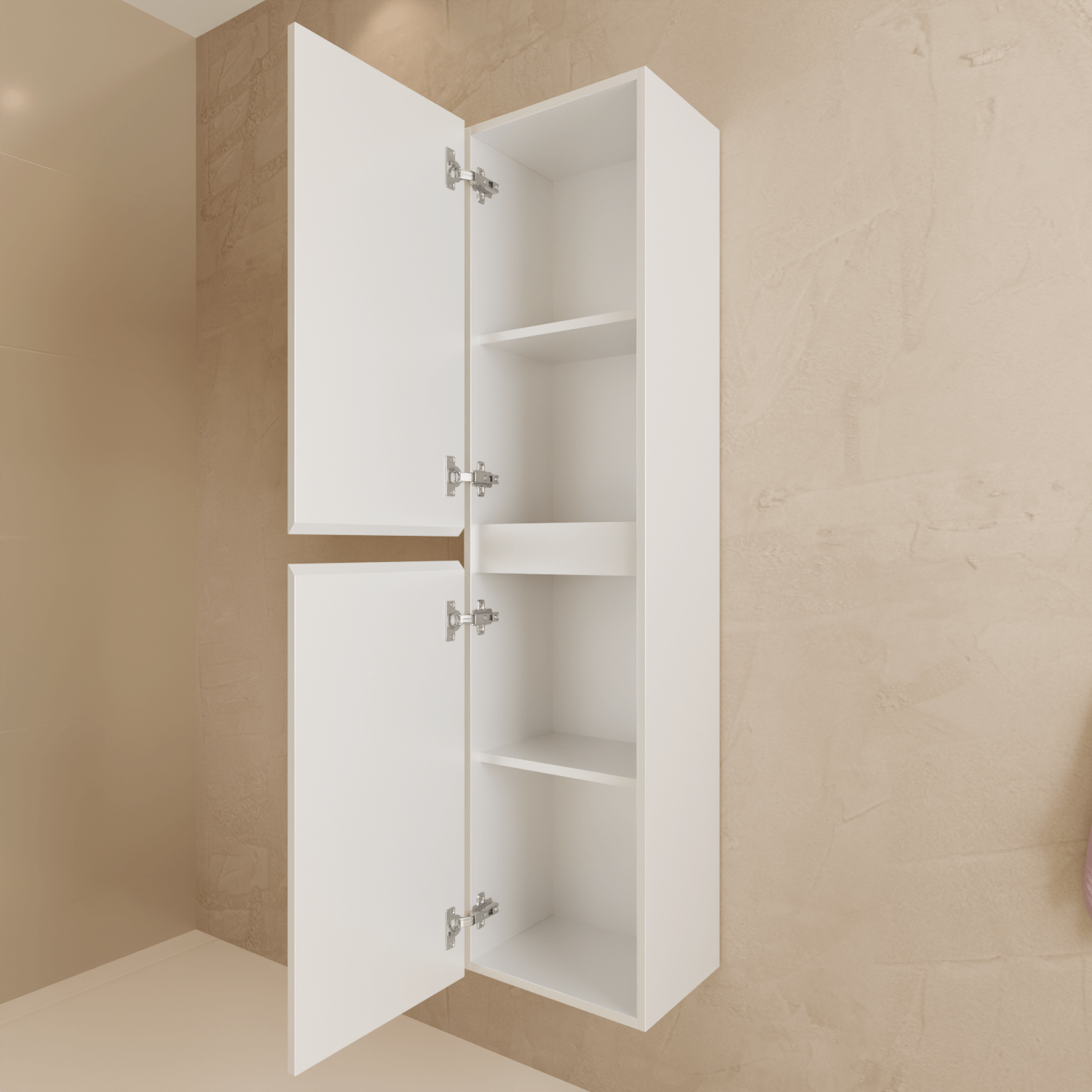 Badmeubelset VERONA 80 cm - Met Kolomkast - Glanzend Wit - Wastafel Wit - lomazoo.com