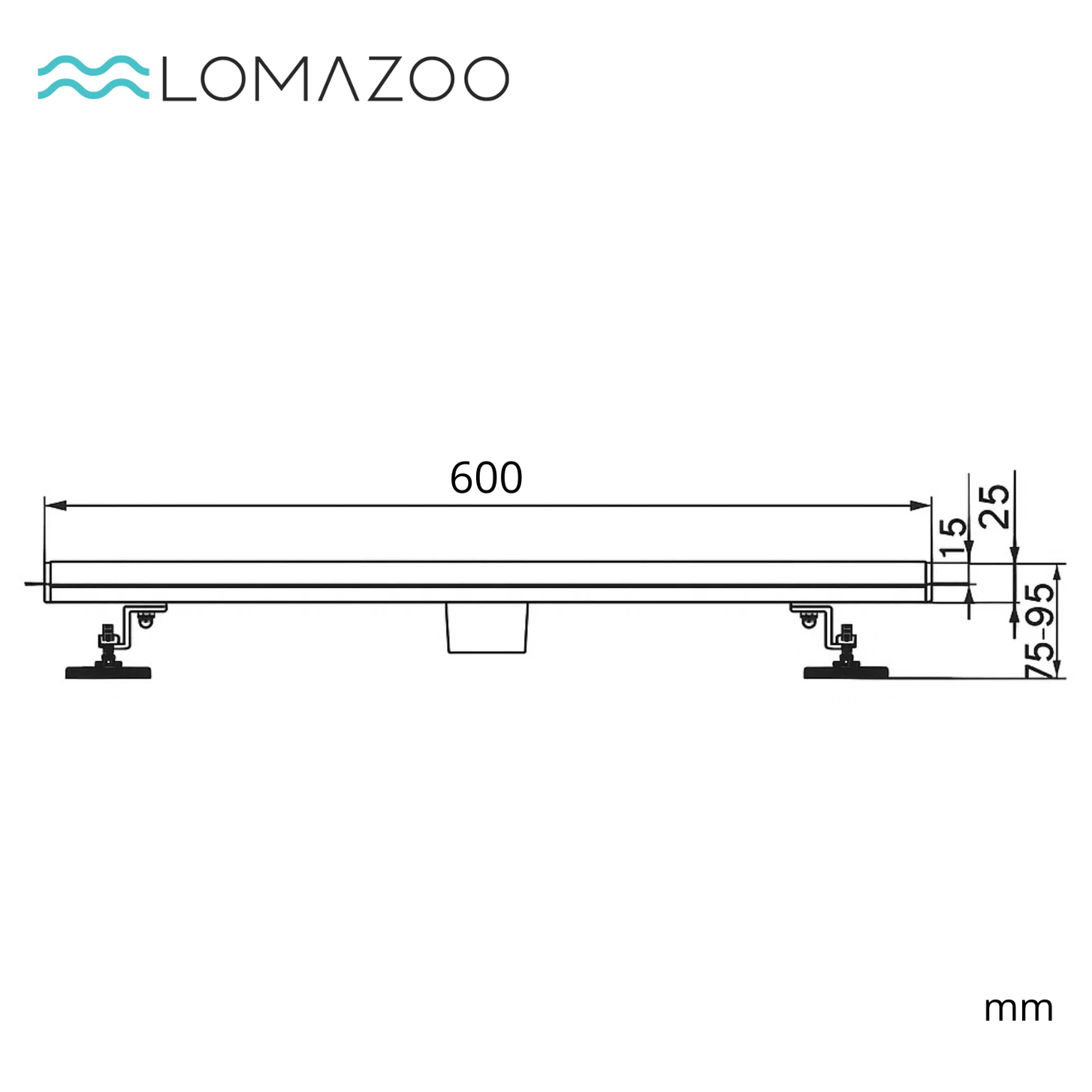 Douchegoot Cayma 60 cm - Geborsteld RVS - lomazoo.com